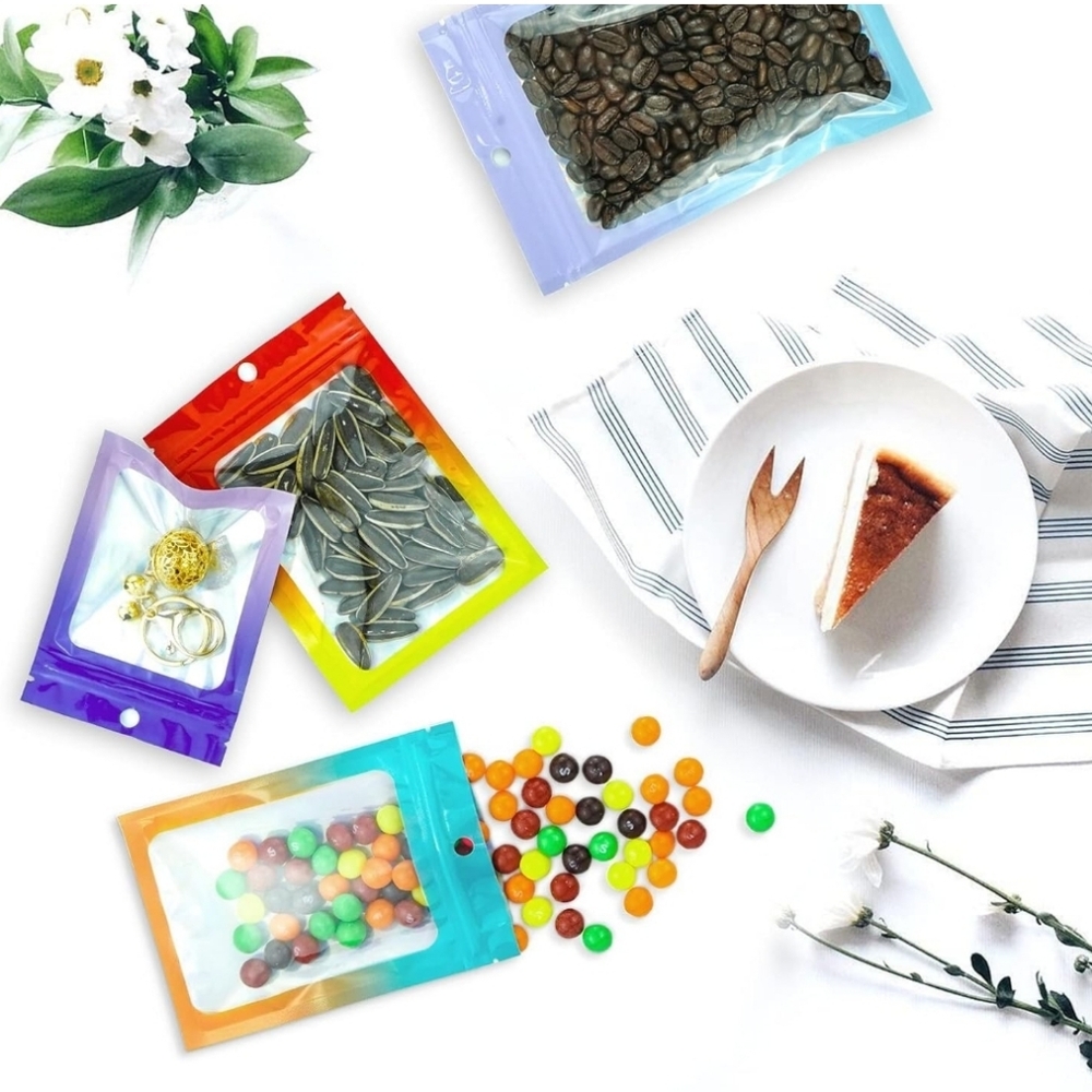 100 Pieces Resealable Mylar Bags Pouches with Clear Window Ombre 5x8 Inch NWT - Picture 8 of 16